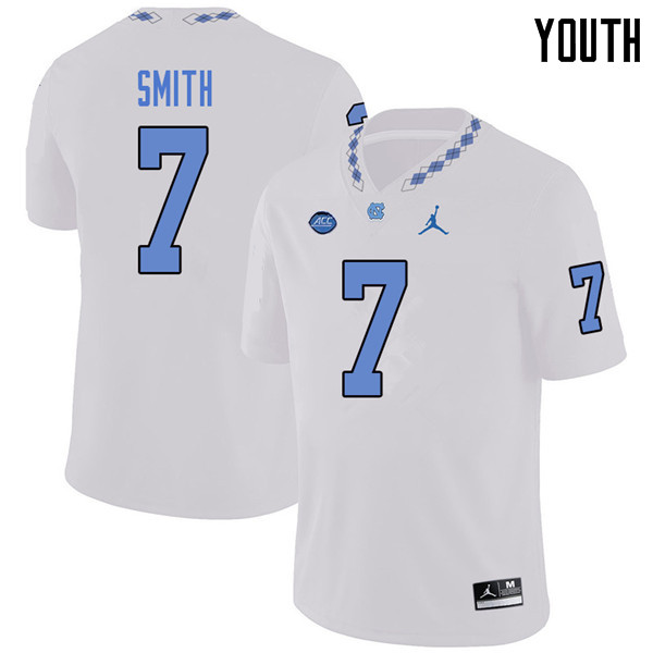 Jordan Brand Youth #7 Jonathan Smith North Carolina Tar Heels College Football Jerseys Sale-White